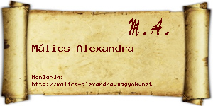 Málics Alexandra névjegykártya